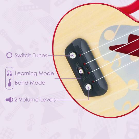 Hape Learn With Lights Red Electronic Ukulele